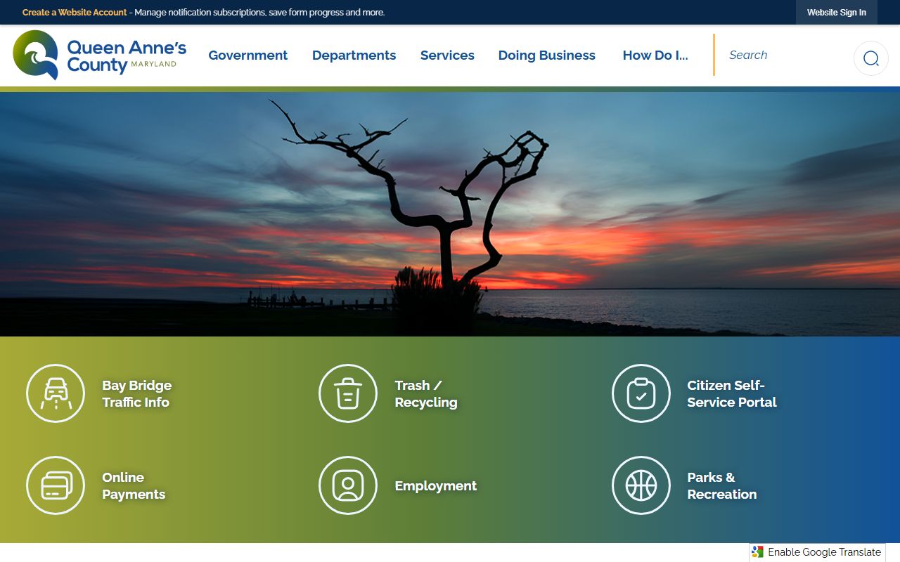 Queen Anne's County government website for jail mugshots information