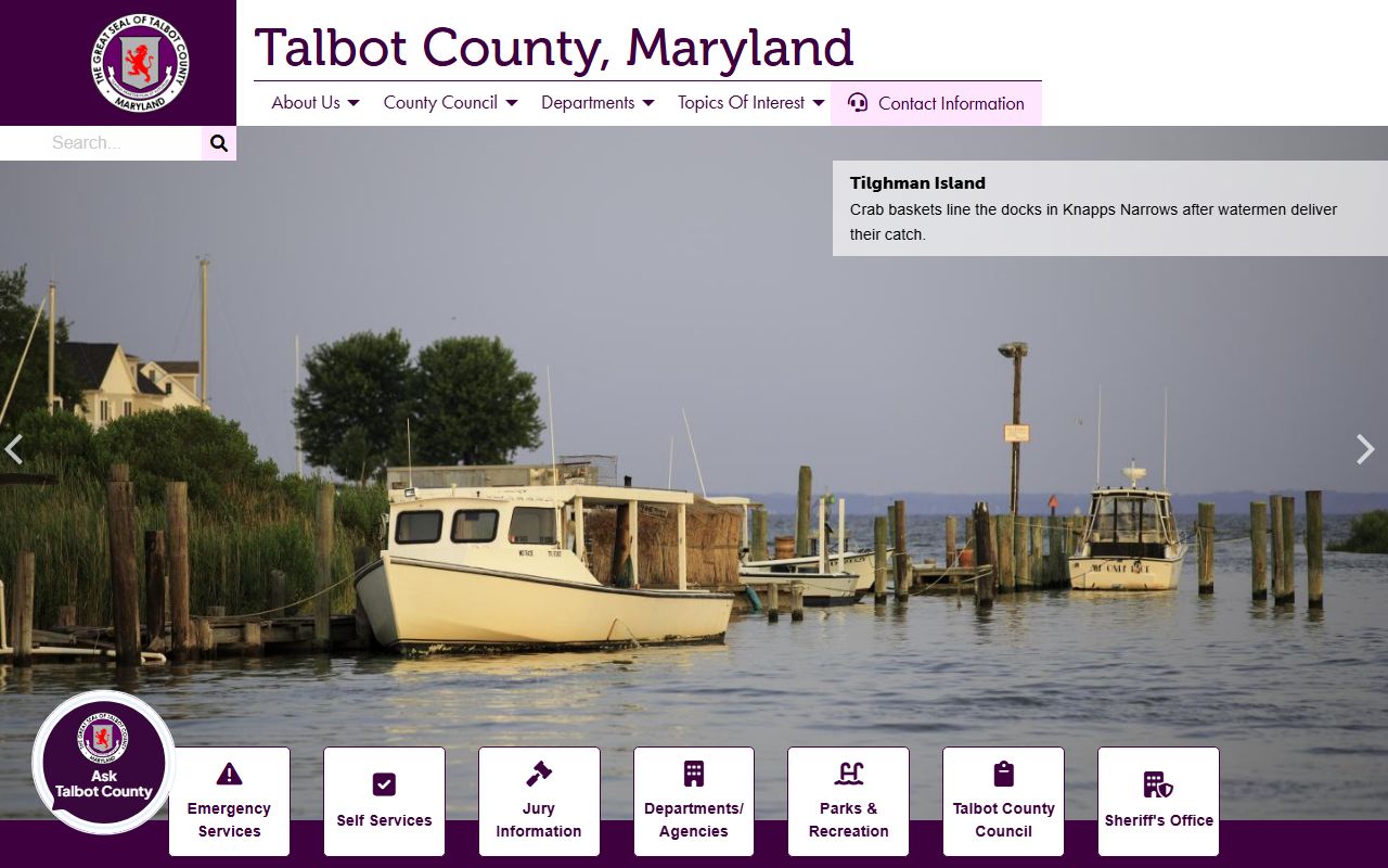 Talbot County government website for jail mugshot records